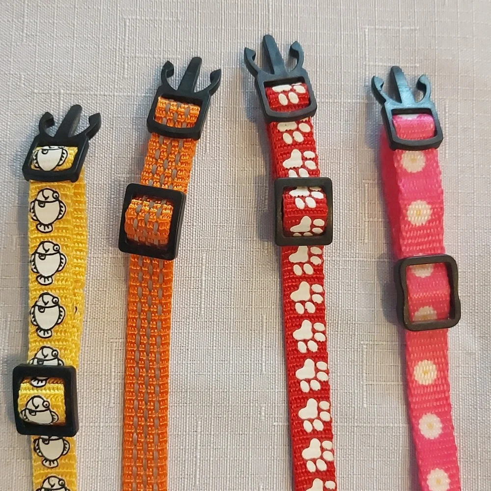 Cat and Kitten Collars, pink, red, orange, yellow